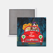 バセットハウンドのハロウィン運転 マグネット (正面/裏面)