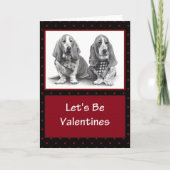 バセットハウンドのバレンタイン: 鉛筆のアートワーク シーズンカード (正面)