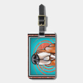 バセットハウンドのポップアートの抽象芸術のグリッターの名前 ラゲッジタグ (正面縦)