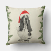 バセットハウンドのヴィンテージのスタイルのクリスマス クッション (裏面)