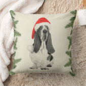 バセットハウンドのヴィンテージのスタイルのクリスマス クッション (ブランケット)