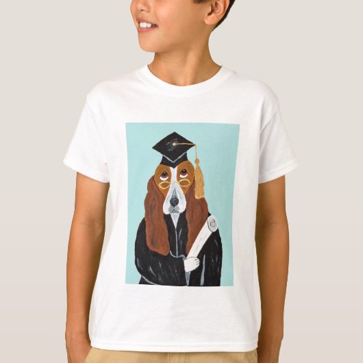 バセットハウンドの卒業 Tシャツ (正面)