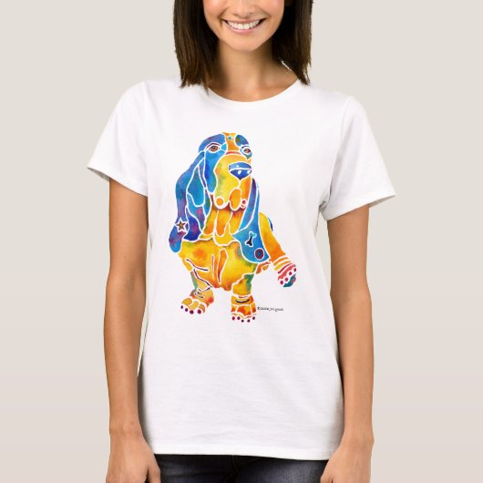 バセットハウンドの女性ワイシャツ Tシャツ (正面)