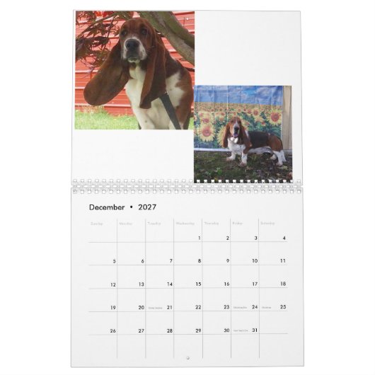 バセットハウンドの子犬のカレンダー カレンダー (12月 2027)