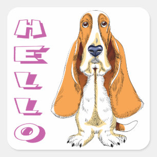バセットハウンドの子犬ステッカー/ラベル スクエアシール