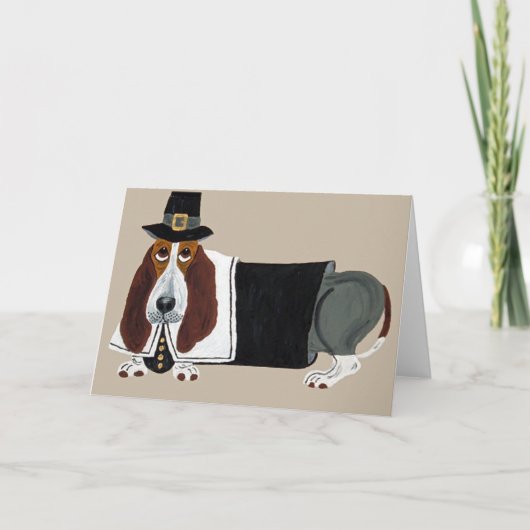 バセットハウンドの感謝祭の巡礼者 シーズンカード (正面)