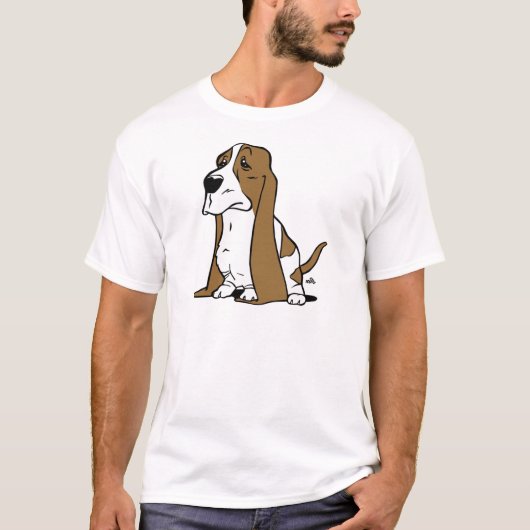 バセットハウンドの漫画 Tシャツ (正面)