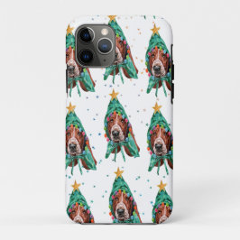 バセットハウンドの犬の模様の星 クリスマス iPhone 11 PROケース