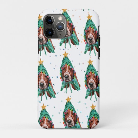 バセットハウンドの犬の模様の星 クリスマス Case-Mate iPhoneケース (裏面)