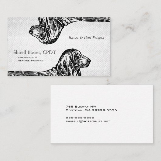 バセットハウンドの犬粗かった一見 名刺 (正面/裏面)