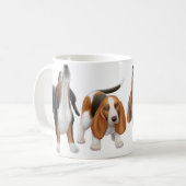 バセットハウンドの音楽的なトリオのマグ コーヒーマグカップ (正面左)