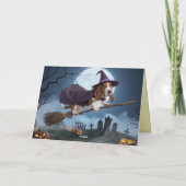 バセットハウンドの魔女のハロウィンカード シーズンカード (裏面)