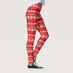 バセットハウンドはクリスマスパターン赤のシルエットを描きます レギンス<br><div class="desc">バセットハウンドのシルエットが付いているかわいい赤と白のクリスマスのセーターパターン</div>