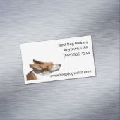 バセットハウンドイヤフラッピング風のドッグウォーカー マグネット名刺 (インサイチュ)