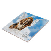 バセットハウンドエンジェルパーソナライズされたドッグメモリアル タイル (側面)