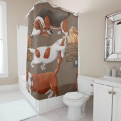 バセットハウンドカボチャ収穫パターン シャワーカーテン (インサイチュ)