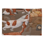 バセットハウンドカボチャ収穫パターン 枕カバー (裏面)