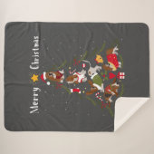 バセットハウンドクリスマスツリークリスマスドッグ恋人 シェルパブランケット (正面(横))