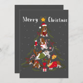 バセットハウンドクリスマスツリークリスマスドッグ恋人 招待状 (正面/裏面)