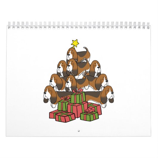 バセットハウンドクリスマスツリー カレンダー (カバー)