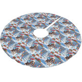 バセットハウンドクリスマスフェスティバルスノーシーン ブラッシュドポリエステルツリースカート (アングル)