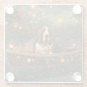 バセットハウンドクリスマスフェスティバル航海 ガラスコースター (裏面)