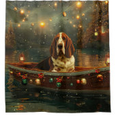 バセットハウンドクリスマスフェスティバル航海 シャワーカーテン (正面)