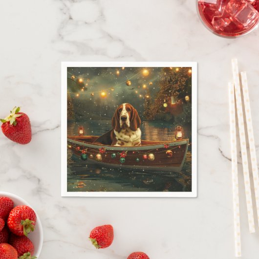 バセットハウンドクリスマスフェスティバル航海 スタンダードカクテルナプキン (インサイチュ)