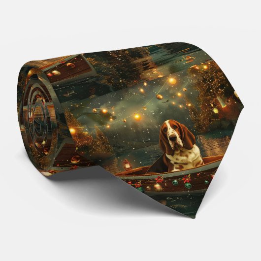 バセットハウンドクリスマスフェスティバル航海 ネクタイ (ロール)
