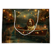 バセットハウンドクリスマスフェスティバル航海 ラージペーパーバッグ (正面)