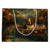 バセットハウンドクリスマスフェスティバル航海 ラージペーパーバッグ (裏面)