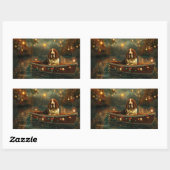 バセットハウンドクリスマスフェスティバル航海 長方形シール (シート)