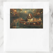 バセットハウンドクリスマスフェスティバル航海 長方形シール (バッグ)