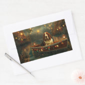 バセットハウンドクリスマスフェスティバル航海 長方形シール (封筒)