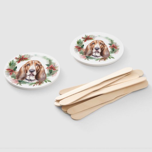 バセットハウンドクリスマスリースフェスティバルカップ ハンドファン (組立なし)