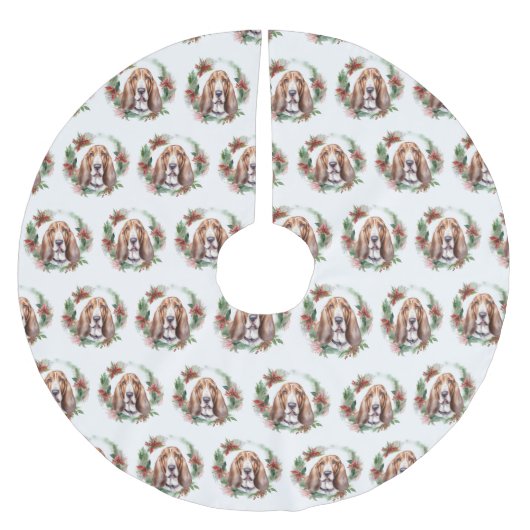 バセットハウンドクリスマスリースフェスティバルカップ ブラッシュドポリエステルツリースカート (正面)