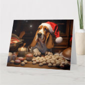 バセットハウンドクリスマスCookieフェスティバルホリデー カード (正面)