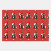 バセットハウンドサンタハットクリスマス ラッピングペーパーシート (正面)