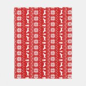 バセットハウンドシルエット犬クリスマスパターン フリースブランケット (正面)