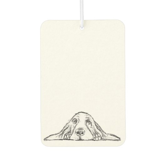 バセットハウンドシンプル白黒子犬の目 カーエアーフレッシュナー (正面)