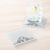 バセットハウンドシンプル白黒子犬の目 ガラスコースター (アングル)