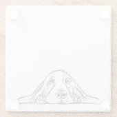 バセットハウンドシンプル白黒子犬の目 ガラスコースター (裏面)