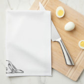 バセットハウンドシンプル白黒子犬の目 キッチンタオル (四つ折り)