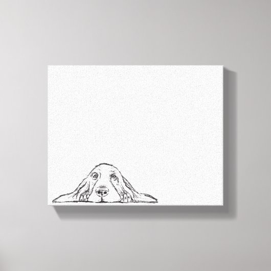 バセットハウンドシンプル白黒子犬の目 キャンバスプリント (正面)