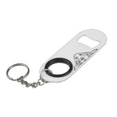 バセットハウンドシンプル白黒子犬の目 キーホルダー栓抜き (正面アングル)