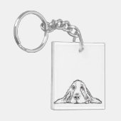 バセットハウンドシンプル白黒子犬の目 キーホルダー (正面左)