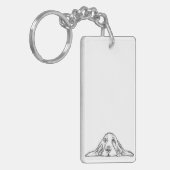 バセットハウンドシンプル白黒子犬の目 キーホルダー (正面左)