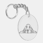 バセットハウンドシンプル白黒子犬の目 キーホルダー (正面左)