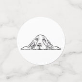 バセットハウンドシンプル白黒子犬の目 コンフェッティ (スモール正面)