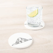 バセットハウンドシンプル白黒子犬の目 コースター (側面)